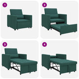 Pull out Sofa Bed Single Dark green 90 x 165 x 87 cm Fabric 42002689
