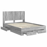 Bed Frame with Storage and Headboard Grey Sonoma 3414092