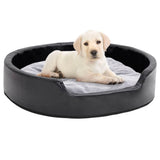 Dog Bed Black and Grey 79x70x19 cm Plush and Faux Leather 171254