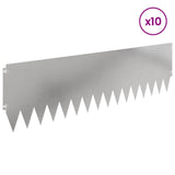 Lawn Edging 10 pcs 103 x 30 cm Steel Silver 8008512
