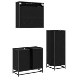 Bathroom Furniture Set 3 pcs Black Oak Engineered Wood 3402395