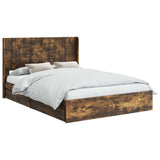 Bed Frame with Storage and Headboard Smoked Oak 160 x 200 cm 3414011