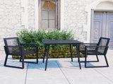 Dining Set Black PVC rattan, powder-coated steel, glass 3-piece set 3060213