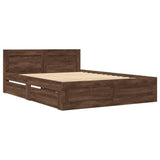 Bed Frame with Headboard without Mattress Brown Oak 140x200 cm 3295568