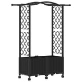 Raised Bed with Trellis and Roof Black 125 x 40 x 144 cm PP 3423014