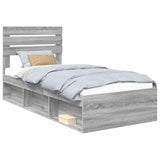 Bed Frame Grey Sonoma 75 x 190 cm Solid Pine Wood 3411476