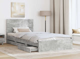 Bed Frame with Drawer Concrete Grey 100 x 200 cm Engineer Wood 3411855