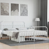 Metal Bed Frame without Mattress with Footboard White 180x200cm 352649
