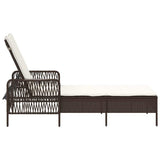 Sun Lounger Brown and Cream White 55 x 200 x 92 cm Poly Rattan 365426
