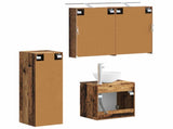 Bathroom Furniture Set 4 pcs Old Wood Engineered Wood and Glass 3407413