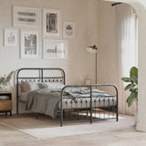 Metal Bed Frame without Mattress with Footboard Black 120x200cm 376616