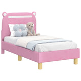 Toddler Bed Frame with Headboard Pink 70 x 140 cm Fabric 42011207