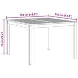 Garden Dining Table 110x110x75 cm Solid Wood Acacia 366369