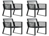 5 Piece Garden Dining Set Black PVC Rattan 3156548