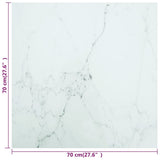 Table Top White 70x70 cm 6 mm Tempered Glass with Marble Design 322256