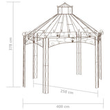 Garden Pavilion Antique Brown 400x258x378 cm Iron 314000