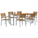 Garden Dining Set 7 pcs Grey and brown Solid acacia wood 3284364