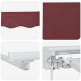 Manual Awning Frame with LEDs Burgundy and White 3 x 2 m 3420520