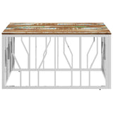 Coffee Table Silver Stainless Steel and Solid Wood Reclaimed 350064