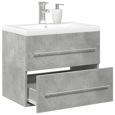 ZNTS 2 Piece Bathroom Furniture Set Concrete Grey Engineered Wood 3324920