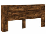 Headboard Cabinet with LED Smoked Oak 160 x 16.5 x 103.5 cm 8006568