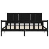 Bed Frame without Mattress Black 200x200 cm Solid Wood Pine 3192645