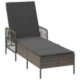 Sun Lounger Grey and Dark Grey 55 x 200 x 92 cm Poly Rattan 365427