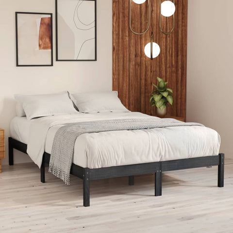810039 Bed Frame without Mattress Grey Solid Wood 200x200 cm