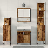 Bathroom Furniture Set with Door 4 pcs Old wood Engineered wood 3332603