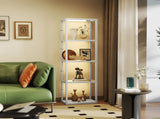 LED Floor Lamp with Glass Shelves, 4 Layers Dimmable Tall Standing Lamp, Modern Column Shelf Floor T3398P376729