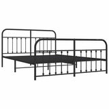 Metal Bed Frame without Mattress with Footboard Black 183x213cm 352601