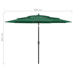 3-Tier Garden Parasol with Aluminium Pole Green 3 m 313869