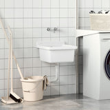 Sink Washbasin for Wall Mounting White 40x40x24 cm Resin 4002793