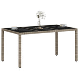 Garden Table with Glass Top Light Grey 150x90x75 cm Poly Rattan 368125