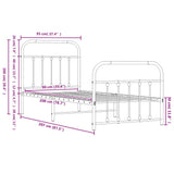 Bed Frame Black Powder-Coated Steel Single Storage Bed Frame 352589