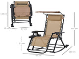 Garden Rocking Chair Folding Recliner Outdoor Adjustable Sun Lounger Rocker Zero-Gravity Seat with T3398P318850
