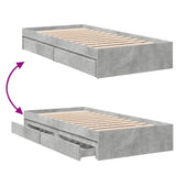 Bed Frame with Drawers without Mattress Concrete Grey 75x190 cm Small Single 3280716