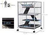 Small Animal Cage Pet Play House with Wheels Platforms Light Grey T3398P350046