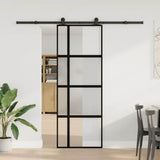 Sliding Door with Hardware Set 76x205 cm Tempered Glass&Aluminium 3333034