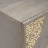 Sideboard Grey and Gold 60 x 33 x 75 cm Solid Mango Wood 4018798