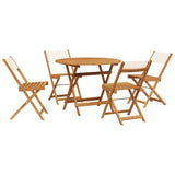 5 Piece Garden Dining Set Cream White Fabric and Solid Wood 3281772