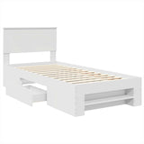Bed Frame with Headboard White 90 x 200 cm Engineered Wood 3408795
