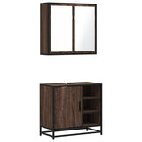 2 Piece Bathroom Furniture Set Brown Oak Engineered Wood 3300909