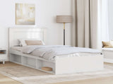 Bed Frame with Headboard White 75 x 190 cm Solid Pine Wood 3410144