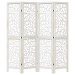 Room Divider 4 Panels White Solid Wood Paulownia 358737
