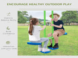 Metal Garden Swing Set Height Adjustable Children Outdoor Backyard Play Set for Toddlers Over 3 T3398P348086