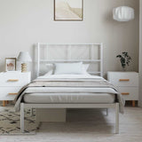 Metal Bed Frame without Mattress with Headboard White 100x190cm 372222