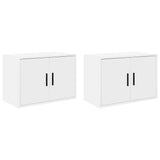 Garage Wall Cabinets 2 pcs White Engineered Wood 860644