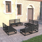 8 Piece Garden Lounge Set Black Solid Pinewood 3075273