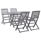 ZNTS 5 Piece Garden Dining Set Solid Acacia Wood Grey 278921